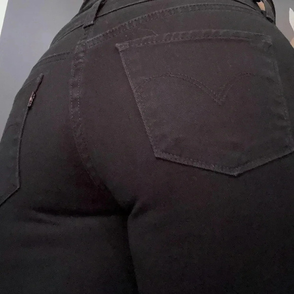 Levi’s San Francisco Demi Curve Classic Straight Leg Indigo Black Denim Jeans 28 - Picture 14 of 15